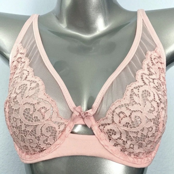 Victoria's Secret Nwt Body by Victoria Millennial Pink Lace Unlined Demi Bra 36D - Picture 2 of 4